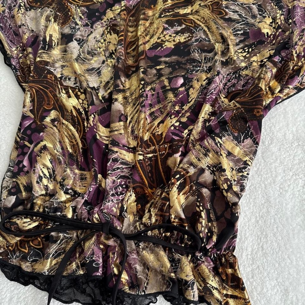 y2k purple and gold top with lace back - Picture 2 of 3